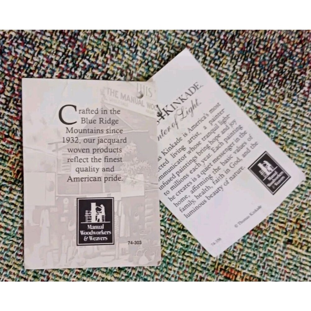 Thomas Kinkade Tapestry Throw Blanket Good Shepherds Cottage Mark 6:31 Sympathy - Picture 6 of 6